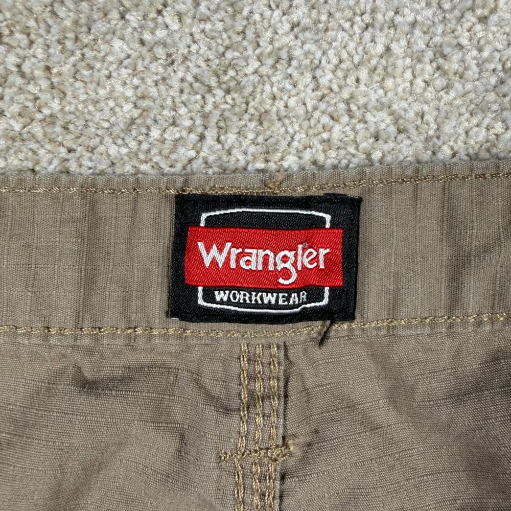 Wrangler Workwear Pants Mens 38x34 (FITS 36x32) Tan Ripstop Utility Trousers - Picture 3 of 10